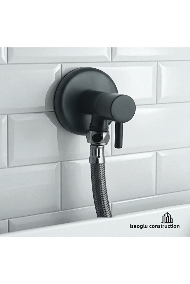 Black Taharat Faucet and Black Flex Hose Matte Black Double Set Taharat