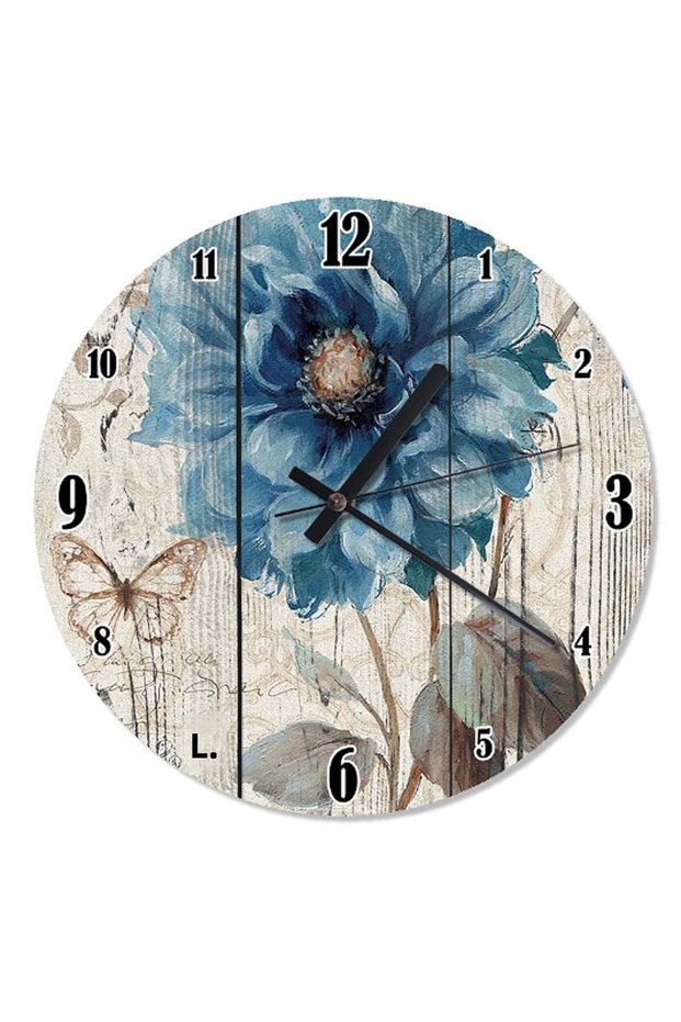 30 cm Diameter Blue Flower Patterned Wall Clock