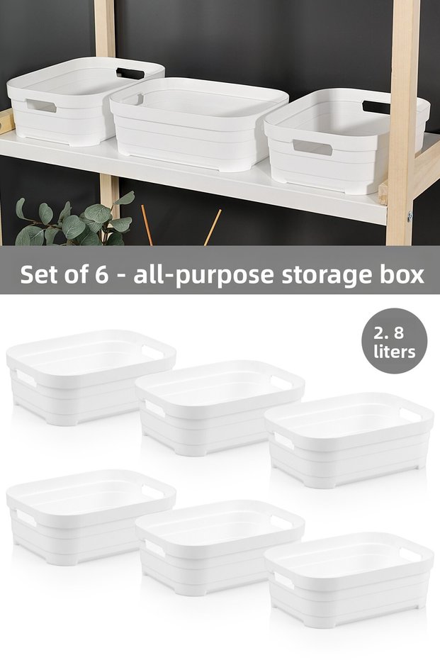 6 Pieces Decorative Pyramid Storage Box - Closet Interior Organizer Organizer Box 2.8 Liters White