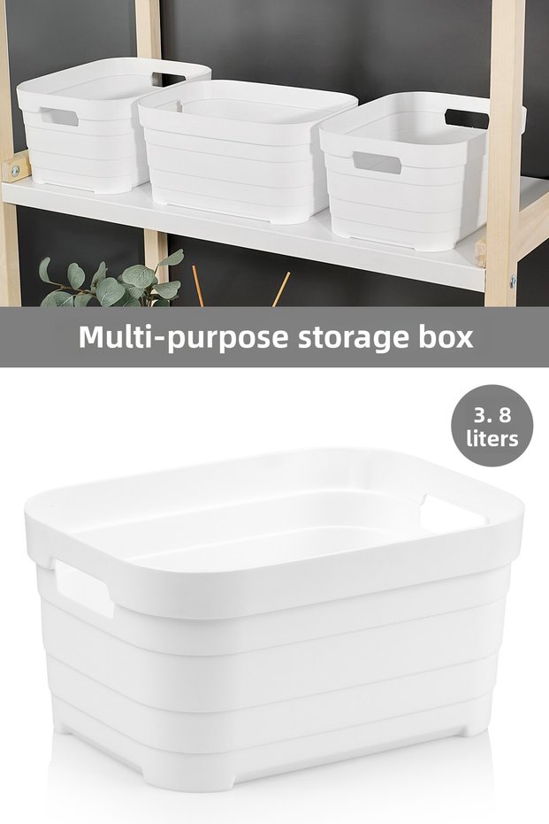 1 Piece Decorative Pyramid Storage Box - Closet Interior Organizer Organizer Box 3.8 Liters White