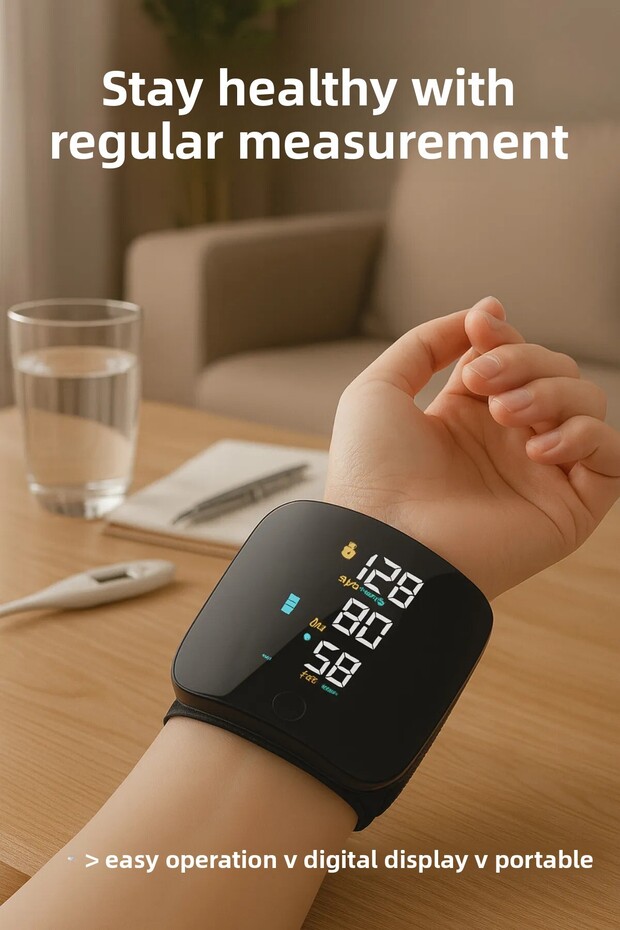 Digital Turkish Speaking Wrist Fully Automatic Blood Pressure Monitor Colorful Smart Lcd Voice Prompt