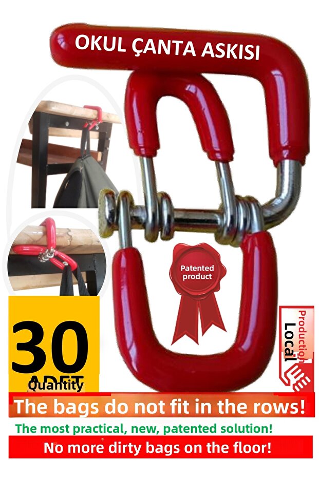 Spring School Bag Hanger 30 Pieces Student Desk Hanger Children's Classroom Organizer Apparatus Organizer