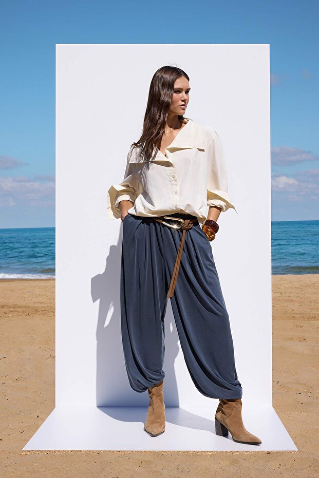 More Sustainable Antrasit İçerikli Havuç/Şalvar Modal Premium Örme Pantolon TWOSS24PL00094 - 1