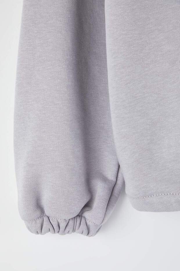 Gri Kız Çocuk Pamuklu Düz Bebe Yaka Regular Örme Sweatshirt TKDAW26SW00048 - 4