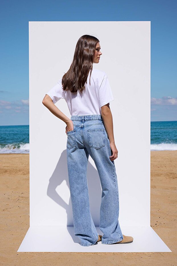 More Sustainable Mavi Rejeneratif Pamuk Normal Bel Wide Leg Palazzo Jeans TWOAW26JE00217 - 4