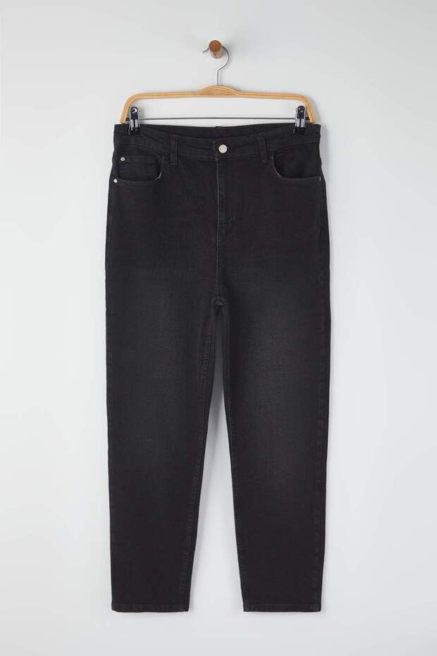 Antrasit Yüksek Bel Esnek Büyük Beden Skinny Jeans TBBAW26CJ00035 - 5