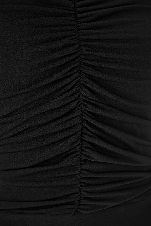 Siyah Alttan Çıtçıtlı Örme Büyük Beden Body TBBAW26CS00004 - 6