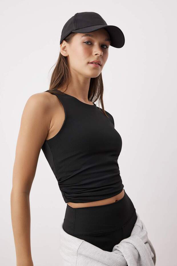 Siyah 2 Katlı Reflektör Baskılı Destekli/Şekillendirici Örme Spor Sütyeni THMAW26SS00010 - 2