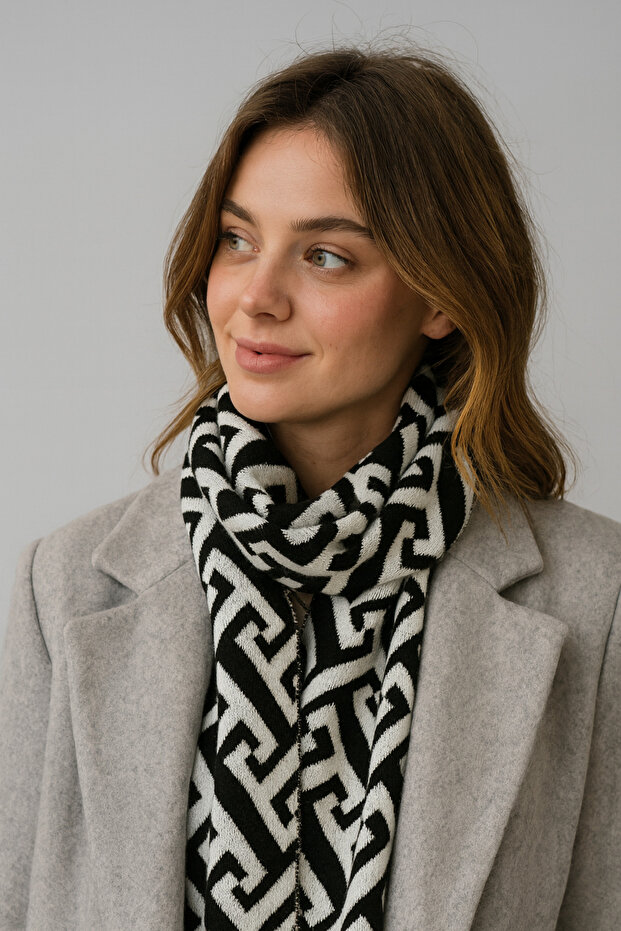 T Desenli Triko Atkı - 2