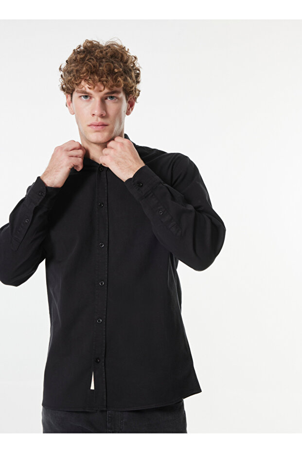 Normal Siyah Düz Erkek Gömlek M4WM- GML- 1480 - 4