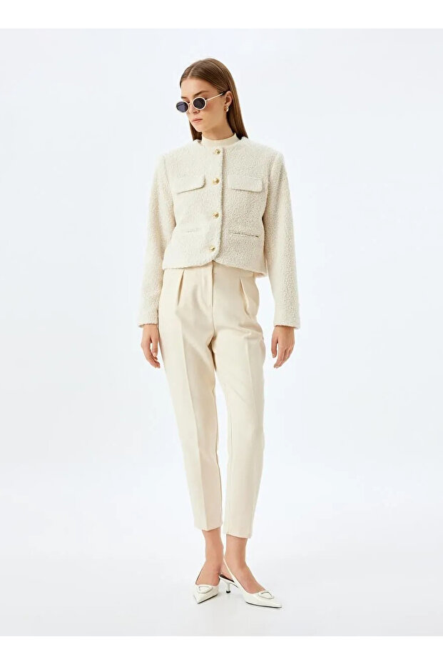Slim Fit Ecru Women's Jacket 5Wak20059Ew
