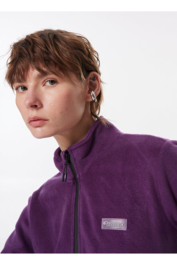 Mor Kadın Dik Yaka Basic Polar Sweatshırt D4WL-SWT3928 - 3