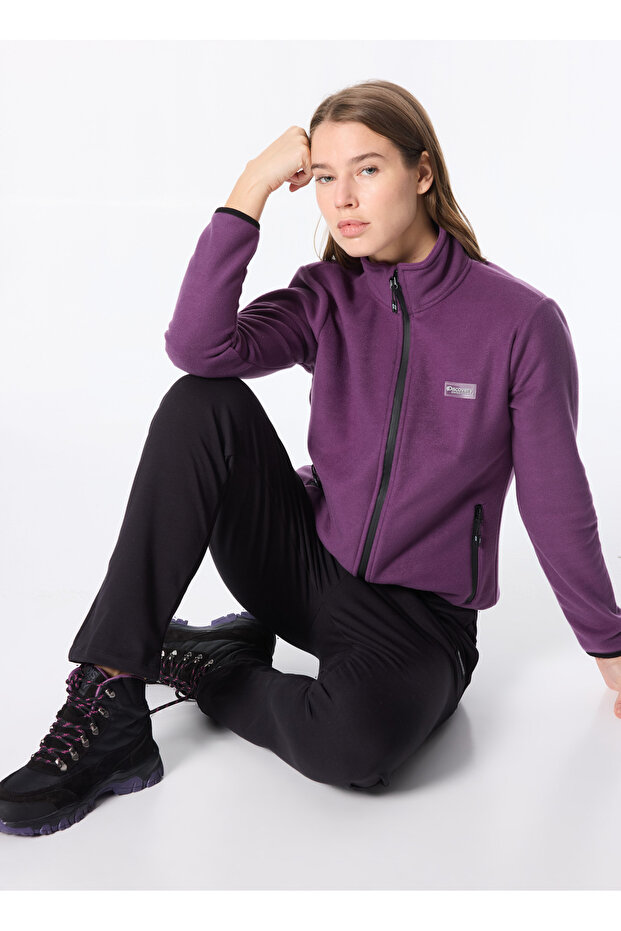 Mor Kadın Dik Yaka Basic Polar Sweatshırt D4WL-SWT3928 - 1