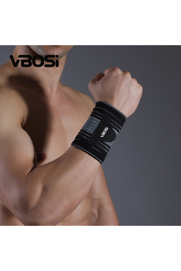 M Black 1 Pc Elastic Adjustable Wrist Band Support for Weightlifting Basketball 7114A