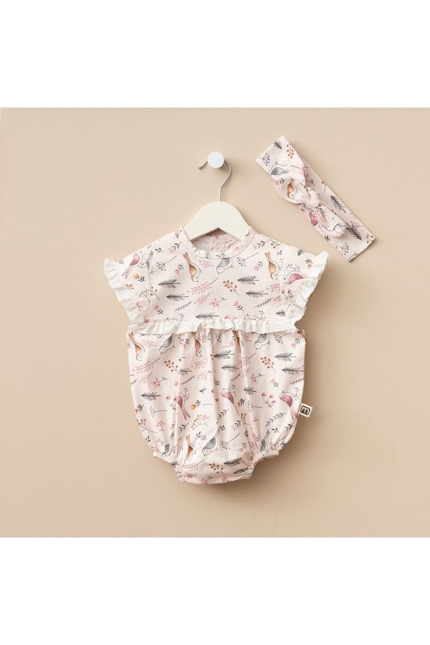 Newborn Baby Girl Cotton Summer Romper Jumpsuit Set Bandana Bottom Snap Baby Set