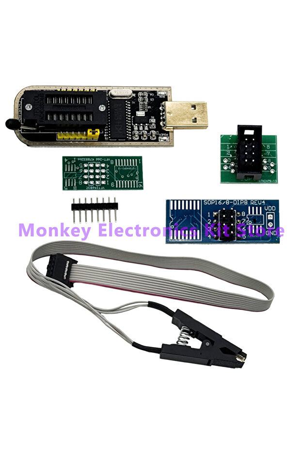 مجموعة من محولات برمجة CH341A/B + مشبك SOP8 + محول SOIC8 مع كابل + محول 1.8 فولت CH341A EEPROM Flas - 1