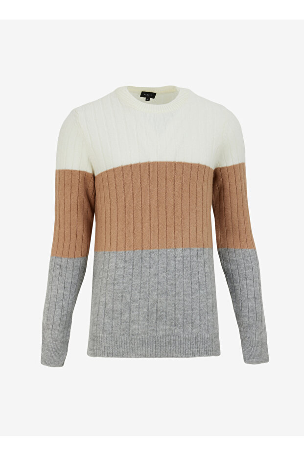 Erkek Ekru Bisiklet Yaka Kazak F4WM-KZK 2597 - 1