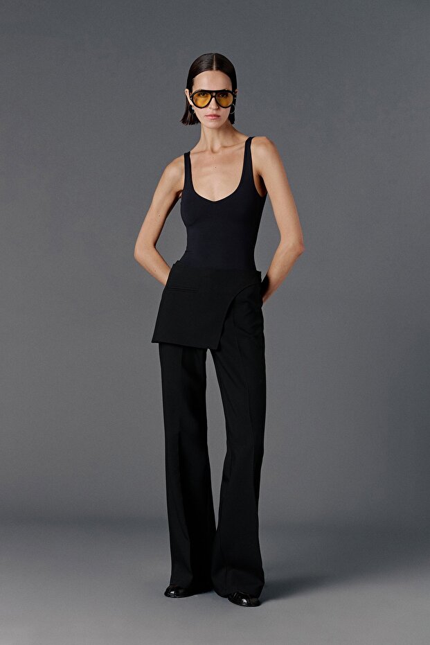 Fabric Trousers with Skirt Details