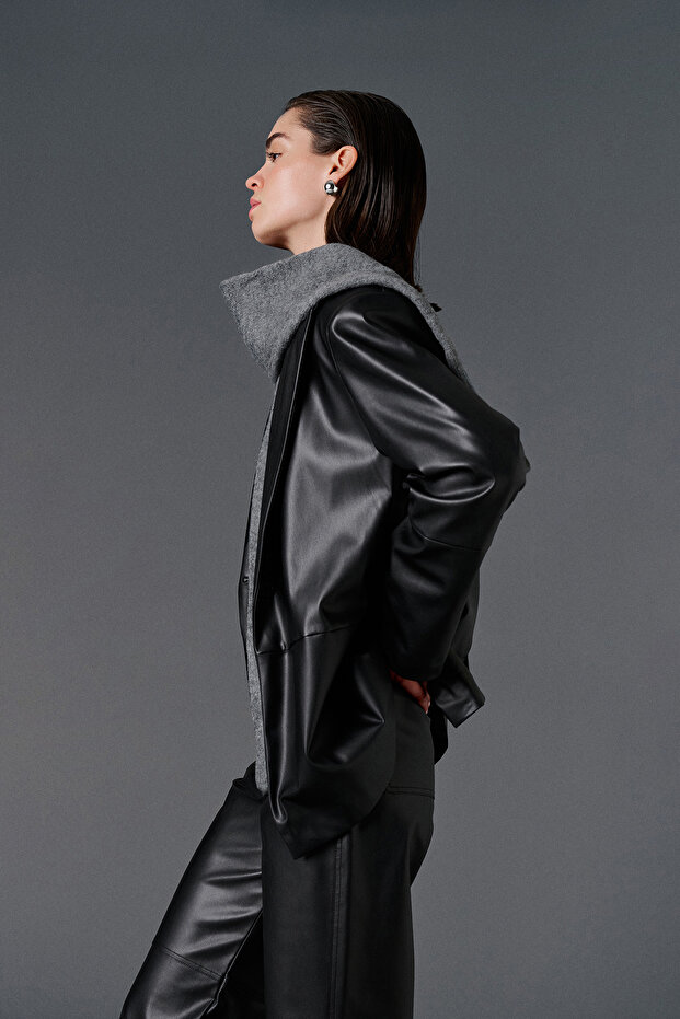 Deri blazer ceket - 6