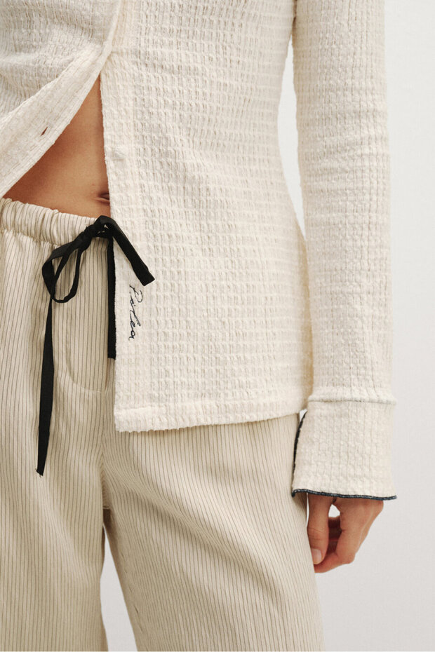 Ekru Nakışlı Gömlek - 5