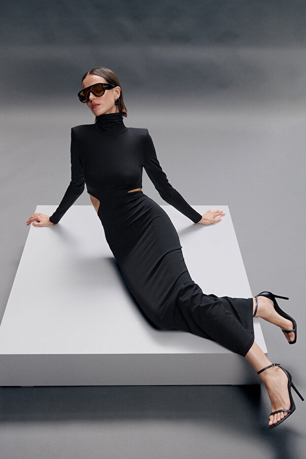 cut-out maxi elbise - 8