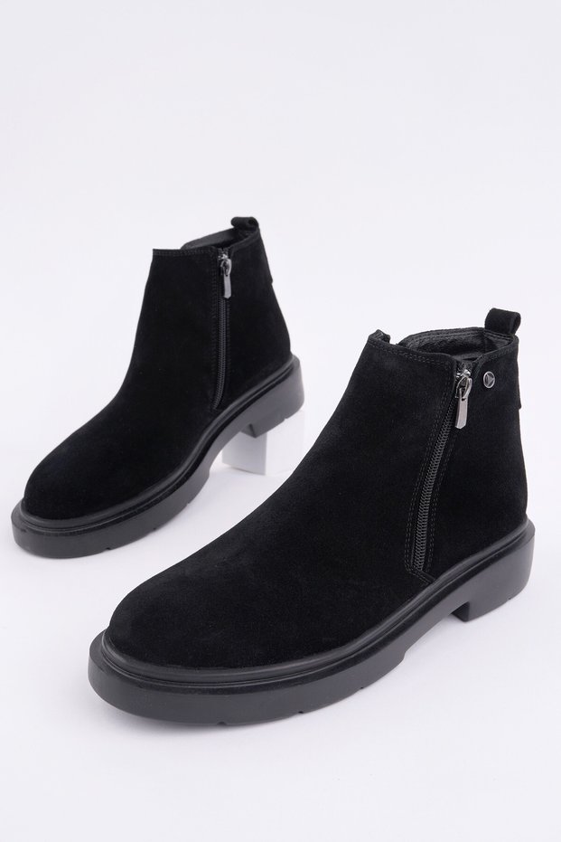 Astra Genuine Leather Double Zipper Men's Casual Winter Boots