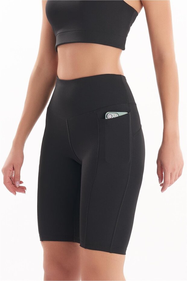 Women's High Waist Pocket Detailed Sports Biker Leggings 7108