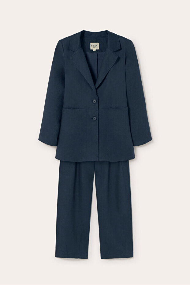 Linen Navy Blue Blazer Jacket