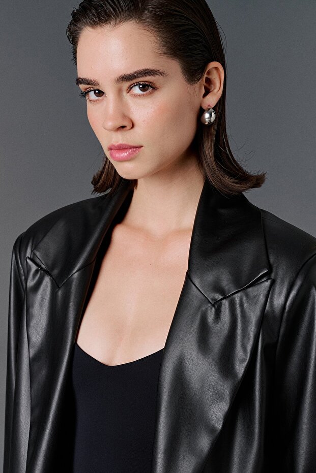 Deri blazer ceket - 5