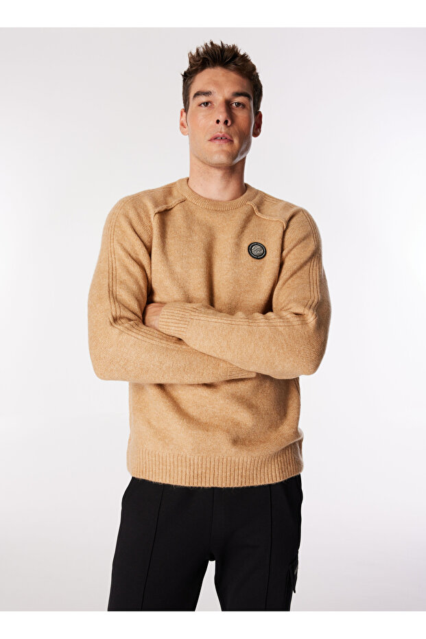 Deve Tüyü Erkek Bisiklet Yaka Relaxed Fit Kazak D4WM-KZK3939 - 5