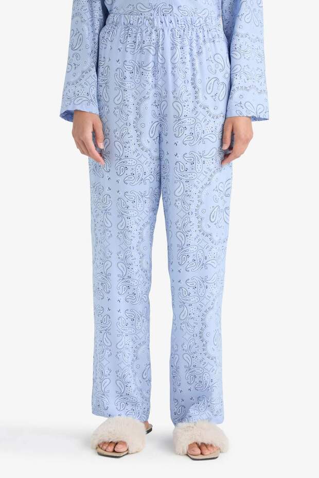 Pijama Takımı Regular Fit Desenli Uzun Kollu Üst Uzun Alt-Fall in Love F9824AX25AU - 6