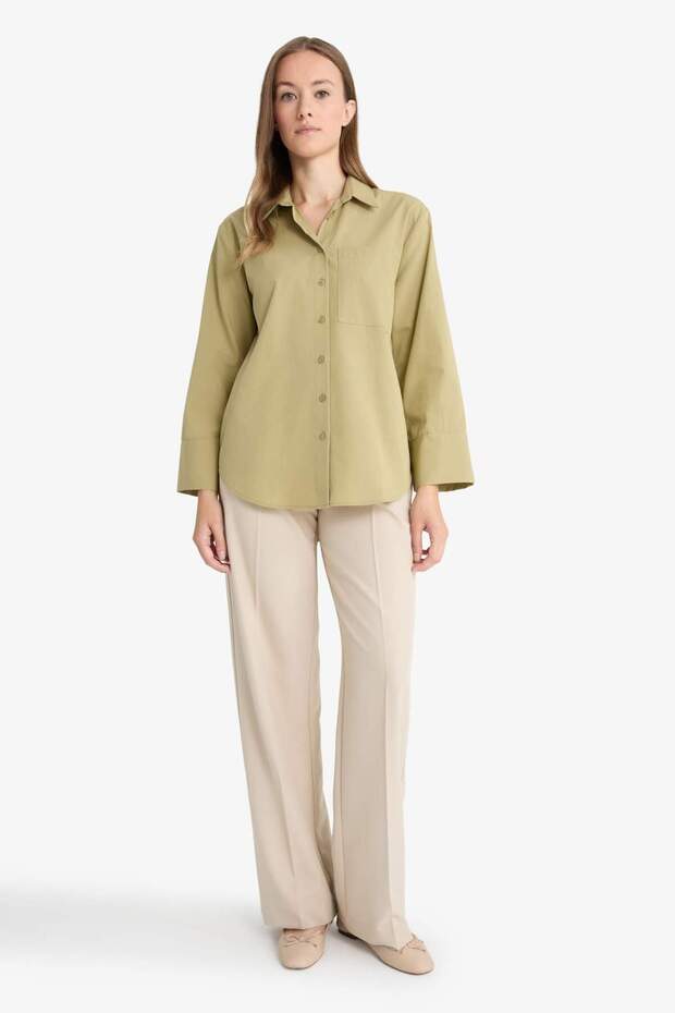 Regular Fit Gömlek Yaka Poplin Uzun Kollu Tunik G2392AX25AU - 2