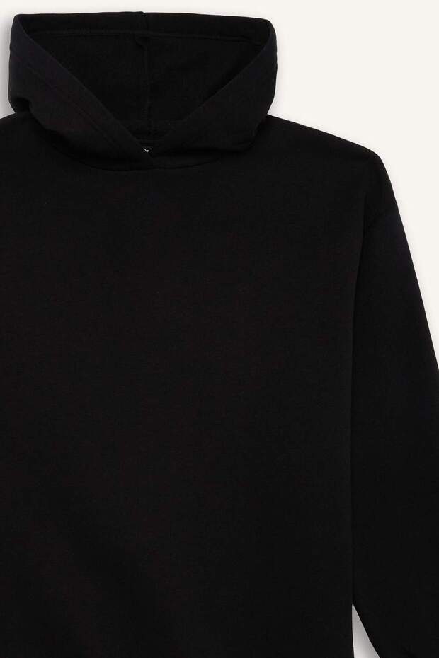 Relax Fit Kapüşonlu Basic Düz Kalın Sweatshirt D9935AX25WN - 8