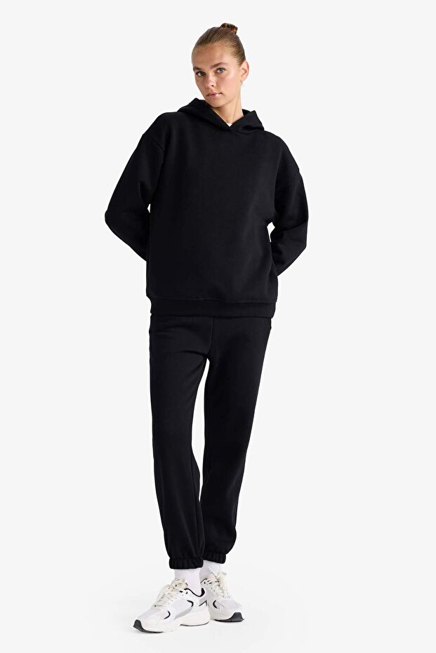Relax Fit Kapüşonlu Basic Düz Kalın Sweatshirt D9935AX25WN - 2