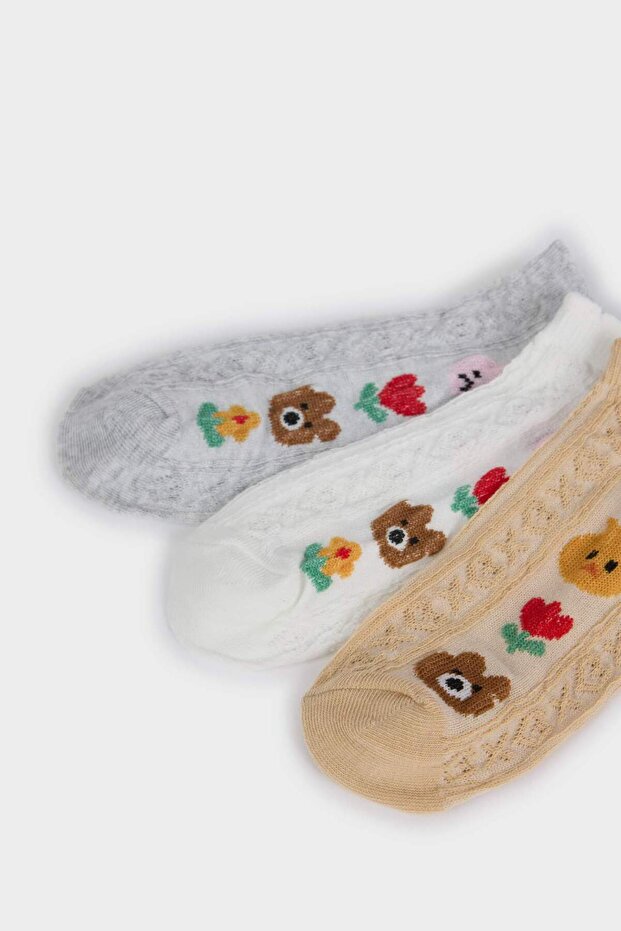 Kız Çocuk 3'lü Pamuklu Patik Çorap F7209A8NS - 5