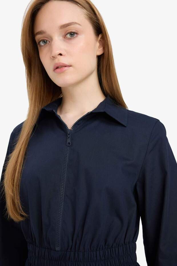 Regular Fit Gömlek Yaka Poplin Uzun Kollu Elbise F0322AX25AU - 4