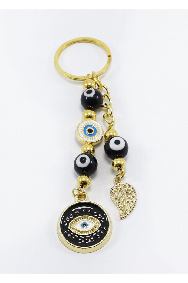Black Colored Evil Eye Beaded Eye Figured Car Rearview Mirror Ornament, Gift Bag Ornament