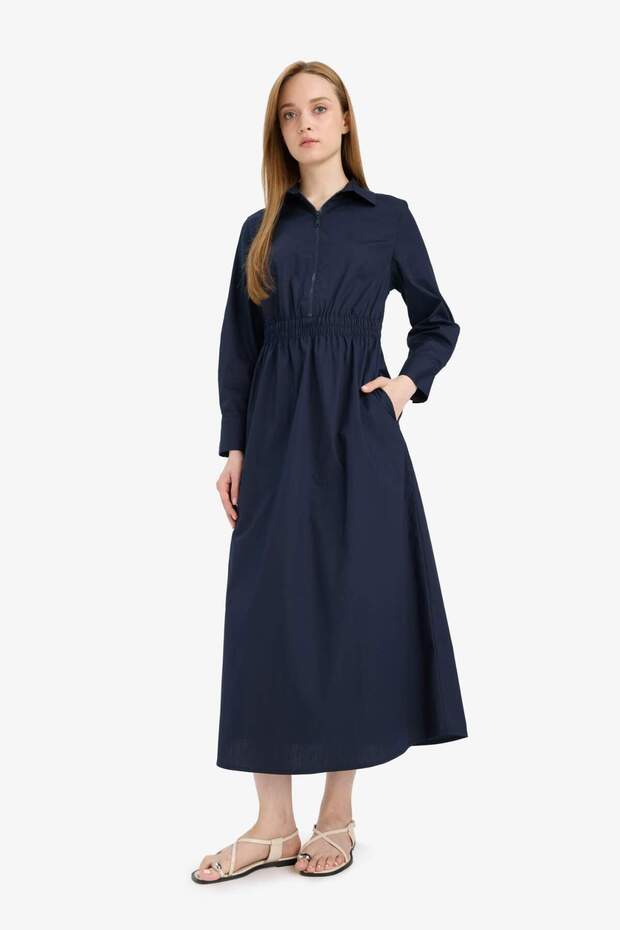 Regular Fit Gömlek Yaka Poplin Uzun Kollu Elbise F0322AX25AU - 2