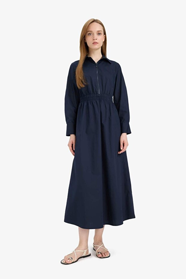 Regular Fit Gömlek Yaka Poplin Uzun Kollu Elbise F0322AX25AU - 1