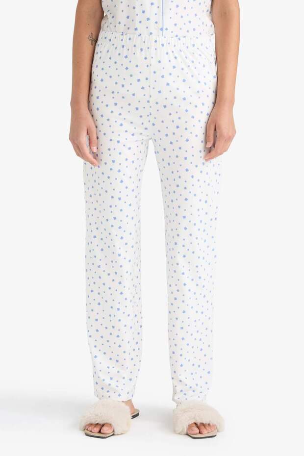 Pijama Takımı Regular Fit Desenli Kısa Kollu Üst Uzun Alt-Fall in Love F7547AX25AU - 6