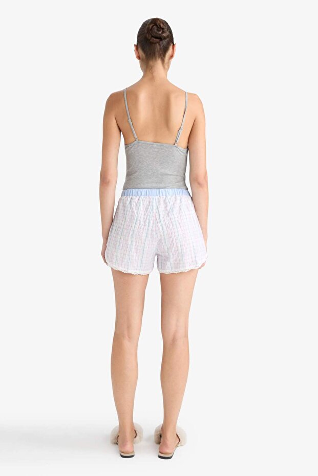 Regular Fit Gofre Dokulu Çizgili Şort Pijama Altı-Fall in Love F8932AX25HS - 7
