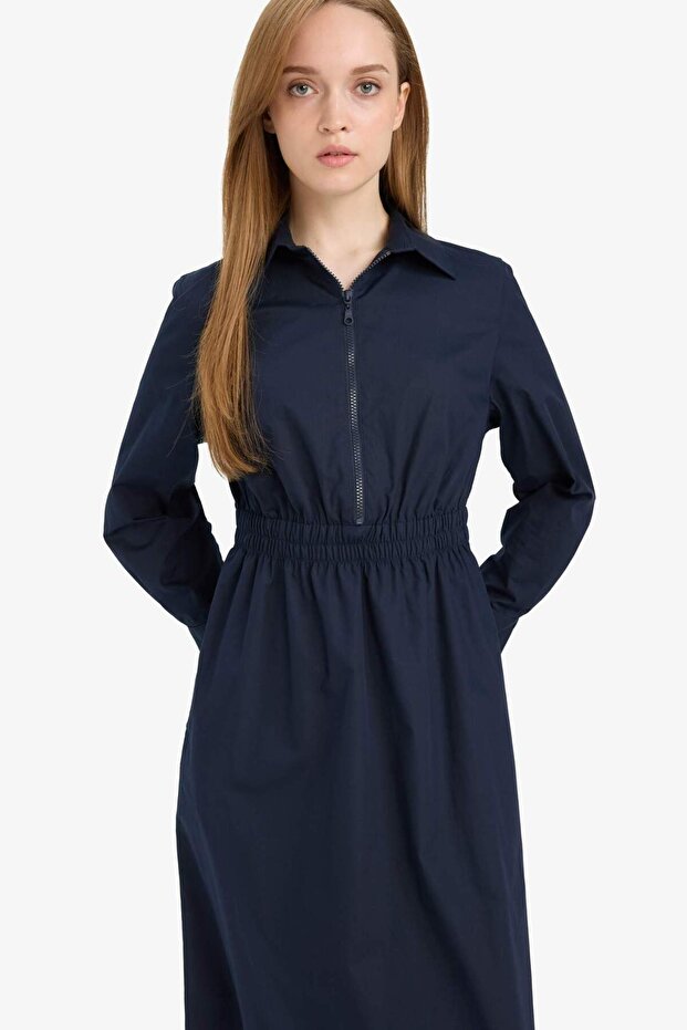 Regular Fit Gömlek Yaka Poplin Uzun Kollu Elbise F0322AX25AU - 3