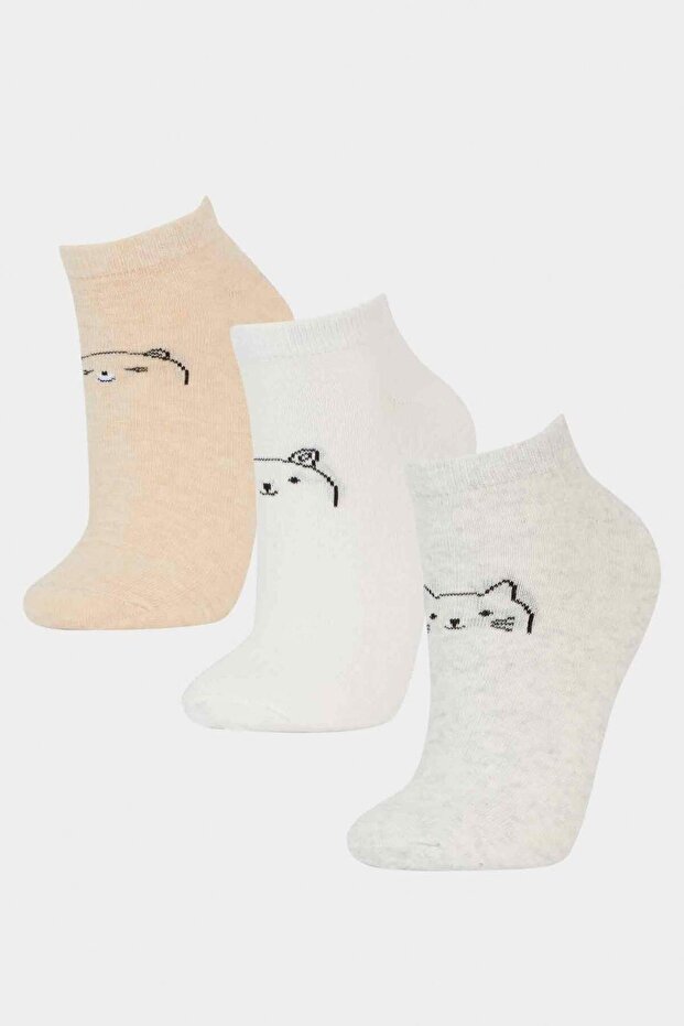 Women's 3-Piece Cotton Booties Socks F5616Axns