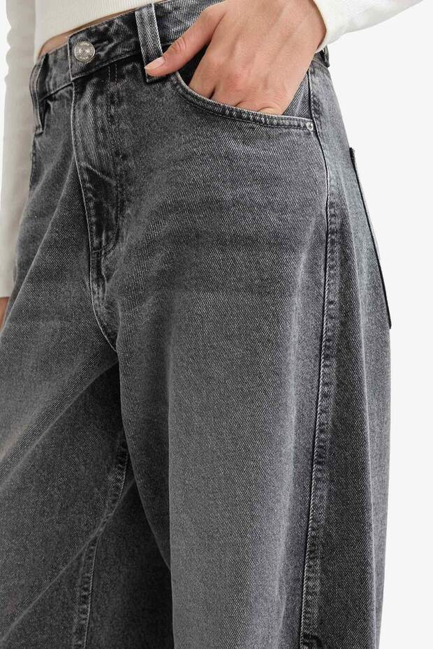 Baggy Fit Yüksek Bel Düz Paça Uzun Jean Pantolon F2035AX25WN - 6