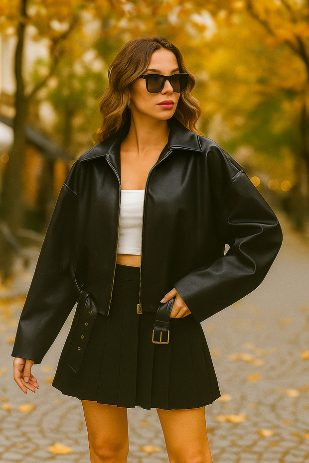 New Season Oversize Bomber Faux Leather Jacket