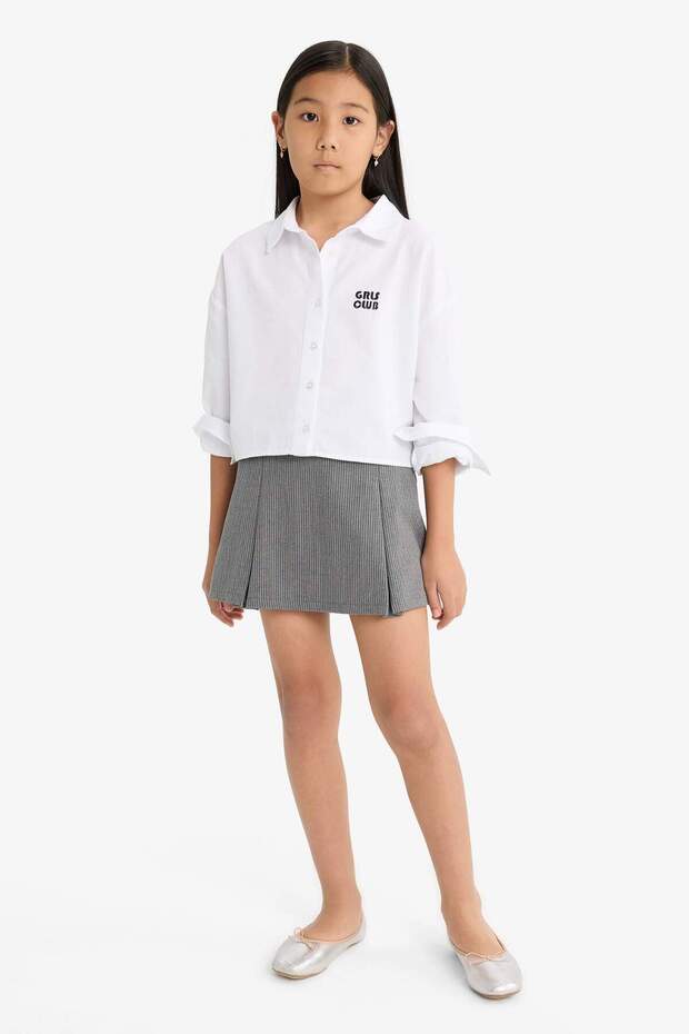 Kız Çocuk Beli Lastikli Poplin Şort Etek F2637A825AU - 2