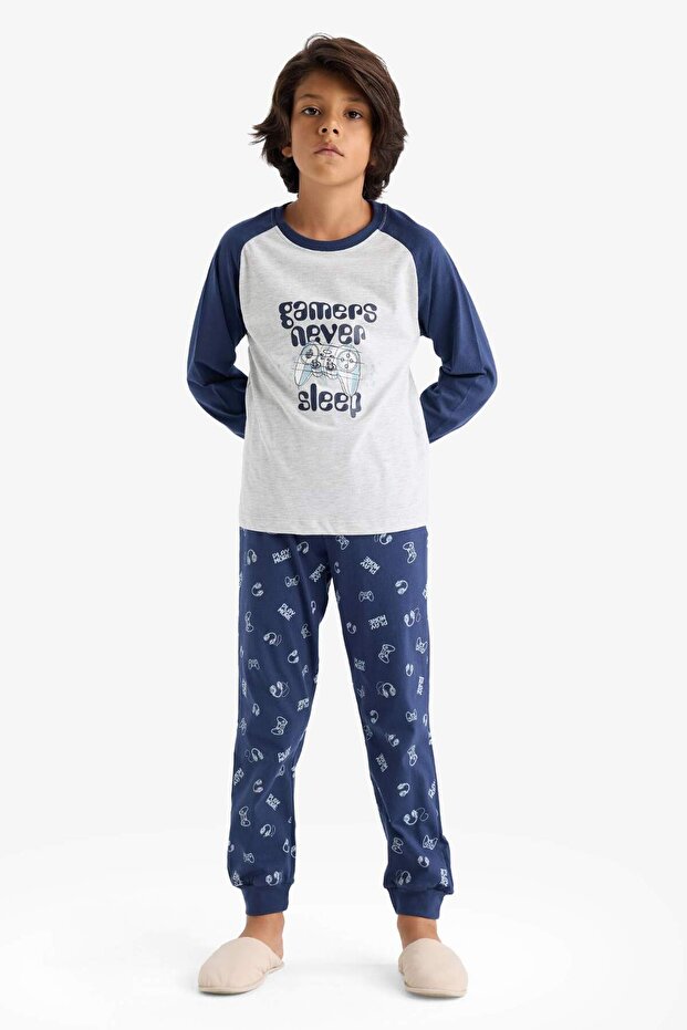 Boy's Pajamas Set Printed Long Sleeve Top Long Bottom F1894A825Au