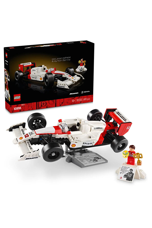 ® Icons McLaren MP4/4 ve Ayrton Senna 10330 -Yetişkinler için Koleksiyonluk Model Yapım Seti (693P) - 1