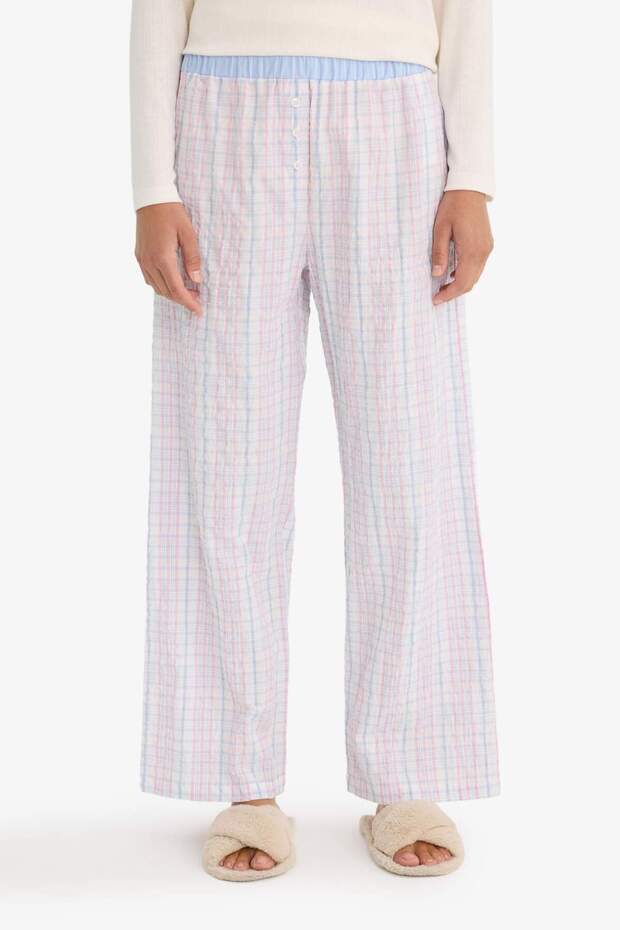 Regular Fit Uzun Boy Gofre Dokulu Pijama Altı-Fall in Love F8935AX25HS - 5