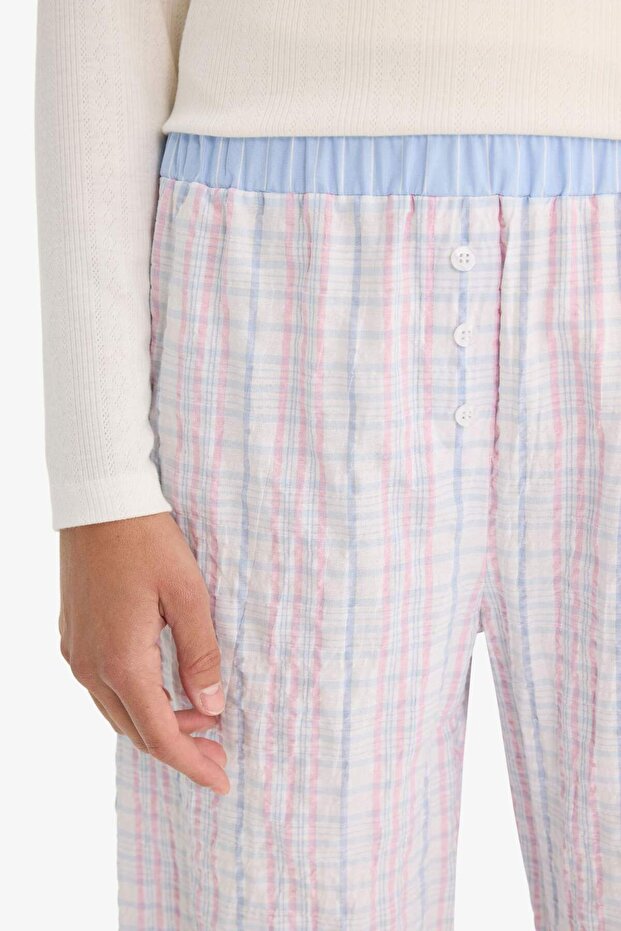 Regular Fit Uzun Boy Gofre Dokulu Pijama Altı-Fall in Love F8935AX25HS - 6